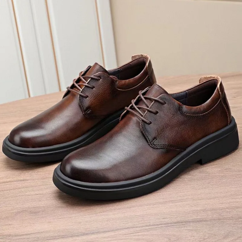 Men Luxury Brand Shoes Autumn Winter Genuine Leather British Retro Men Shoes Cowhide High Quality All-match Dress Shoes Boots