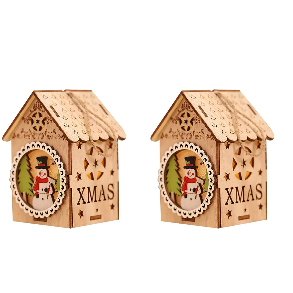 Светодиодный светильник деревянный дом милая Рождественская елка подвесные