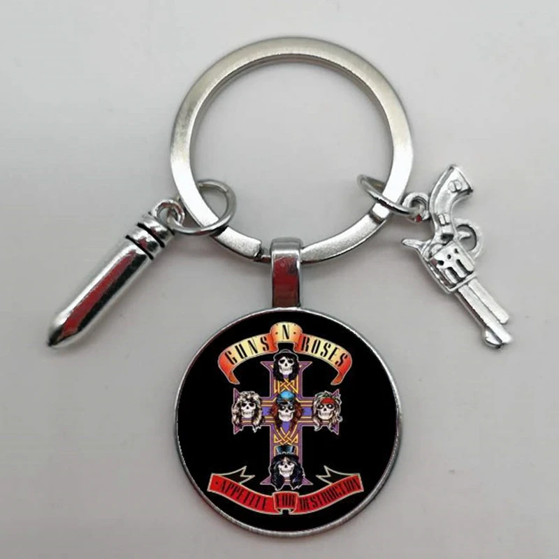 Мода Пистолеты n брелоки с розами в искусстве Стекло купол BPGNR логотип брелок
