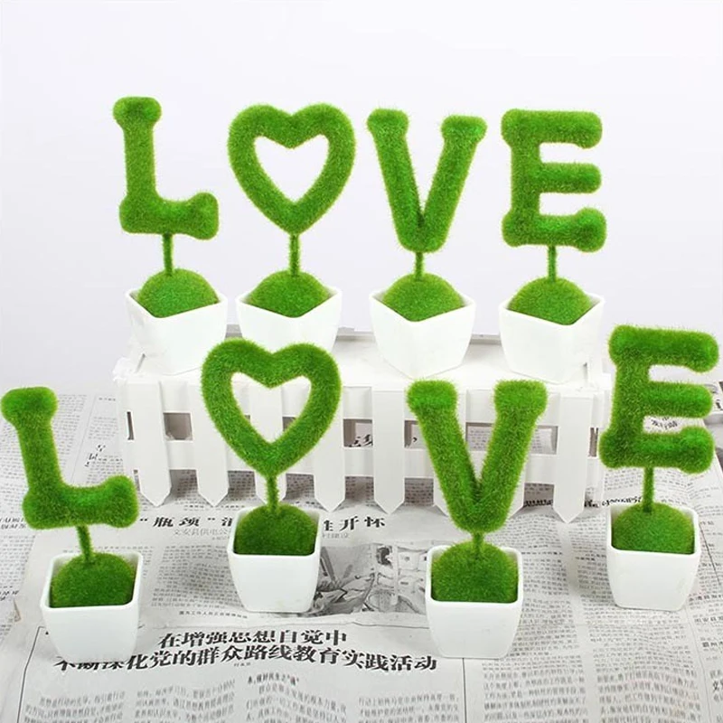 Real Touch Simulation Flower Home Decor 1 Set Garden DIY Artificial LOVE Bonsai Fashion Fake Plant Wedding Handmade Household | Дом и сад