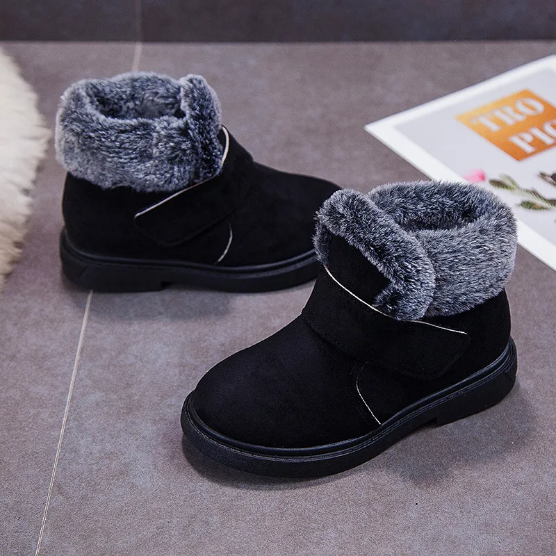 2020 детская хлопковая обувь для девочек зимние Бархатные короткие сапоги