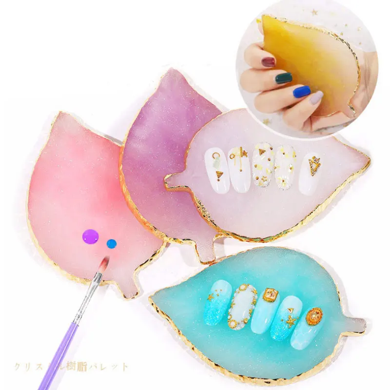 

Leaf Natural Resin Palette Display Board Manicure Practice Color Mixer Display Board Tool Gel Polish Display Photo Tool