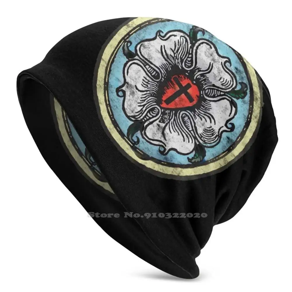 

Luther Rose Lutheran Symbol Distressed Chalk 5 Solas Beanie Hat Hedging Cap Outdoor Sports Breathable Thin Windproof Protestant