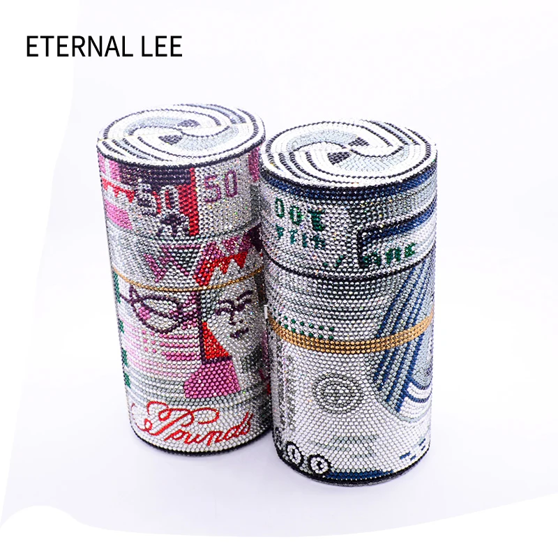 

ETERNAL LEE Three-Dimensional Circle Women Money Crystal Evening Clutch Bag Party Diamond Handbags Purses Luxury Ladies Wedding