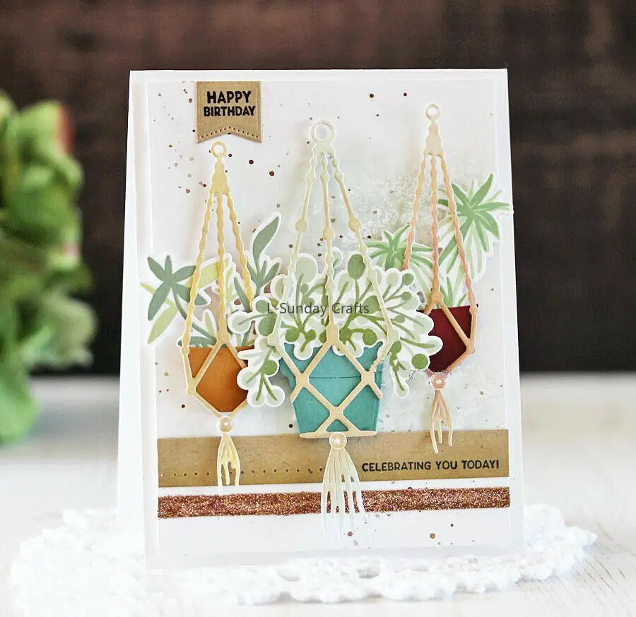

Hanging Plant Pot Metal Cutting Die Stencils Scrapbooking Embossing Paper Card Making Decor Crafts Die cuts