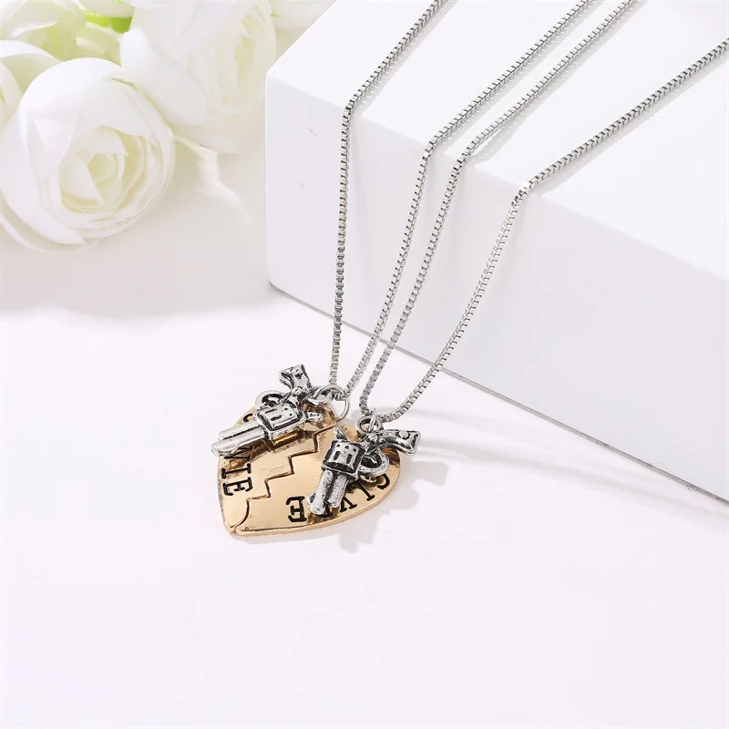 ZS 2 шт./компл. в форме сердца съемное ожерелье для пар женская и Мужская винтажная