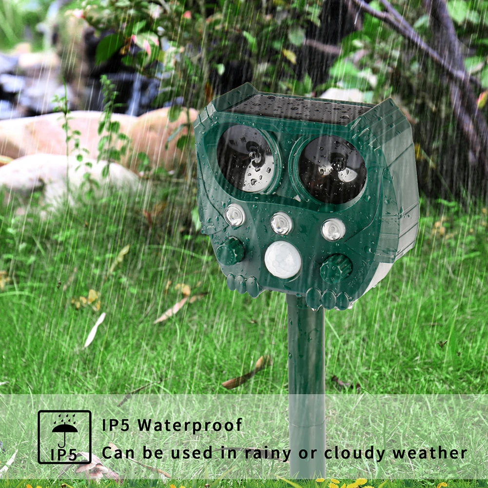 

Animal Repeller Ultrasonic Solar Power Bird Dog Cat Skunk Deer Raccoon Repellent
