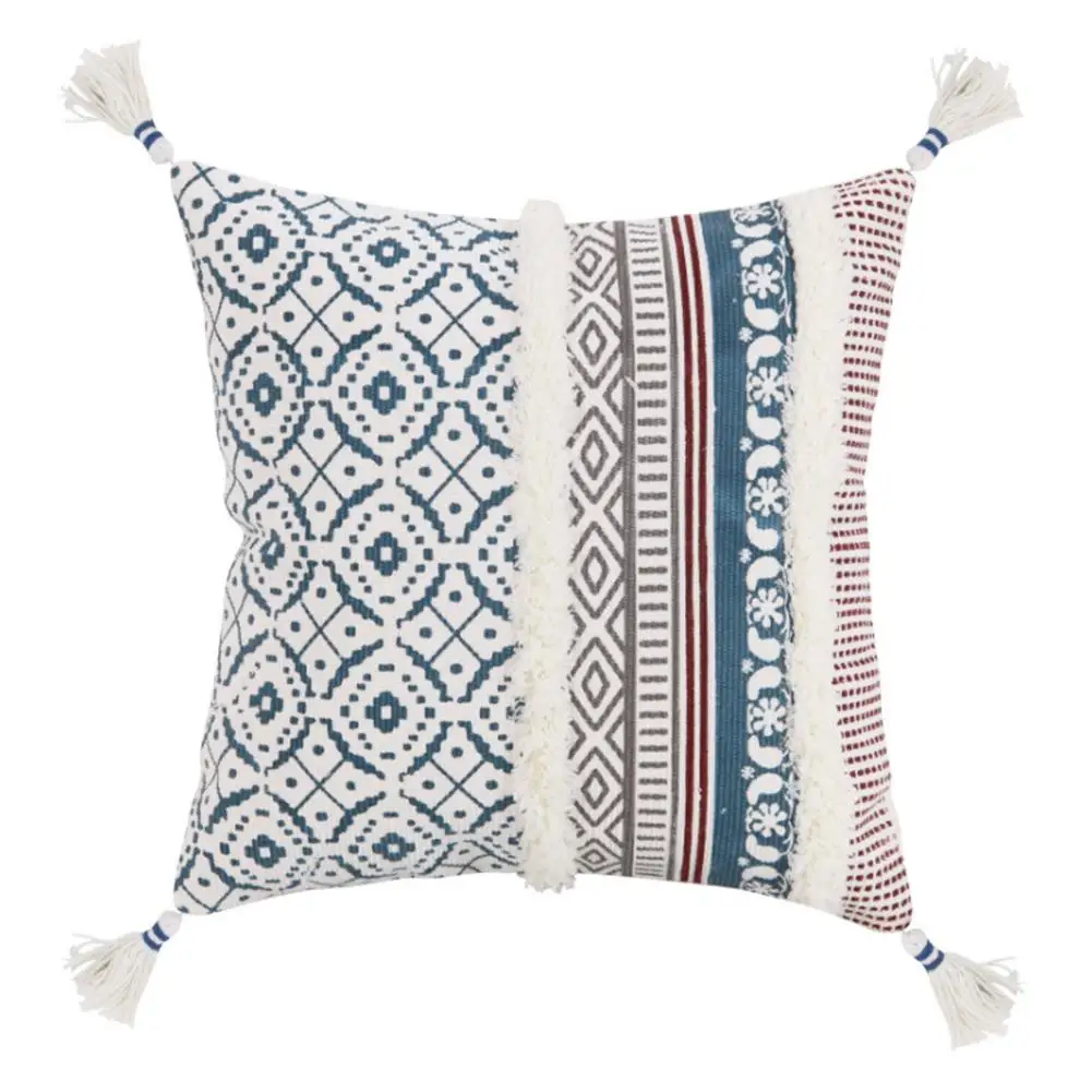 

Boho Throw Pillow Covers 18 X 18 In Stitching Tufted Tassel Pillowcase Exotic Bohemian Pattern Decorative Pillowcases Cushion
