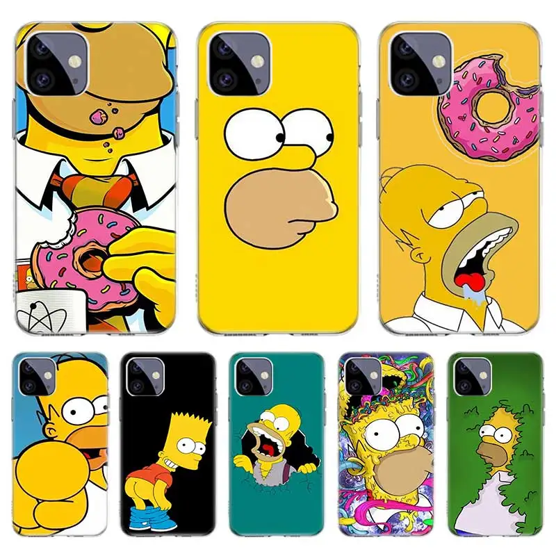 

Cartoon Homer S-Simpson Case For Iphone 11 12 Pro Max 13 7 8 Plus XR XS X 12 Mini 6 6S SE 2020 SE2 Cover Shell Funda Coque
