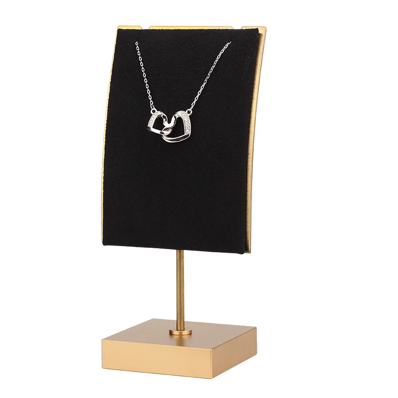 Exquisite Curved Metal Plate Microfiber Material Jewelry Gem Pendant Earring Necklace Display Stand For Organizer Holder Rack