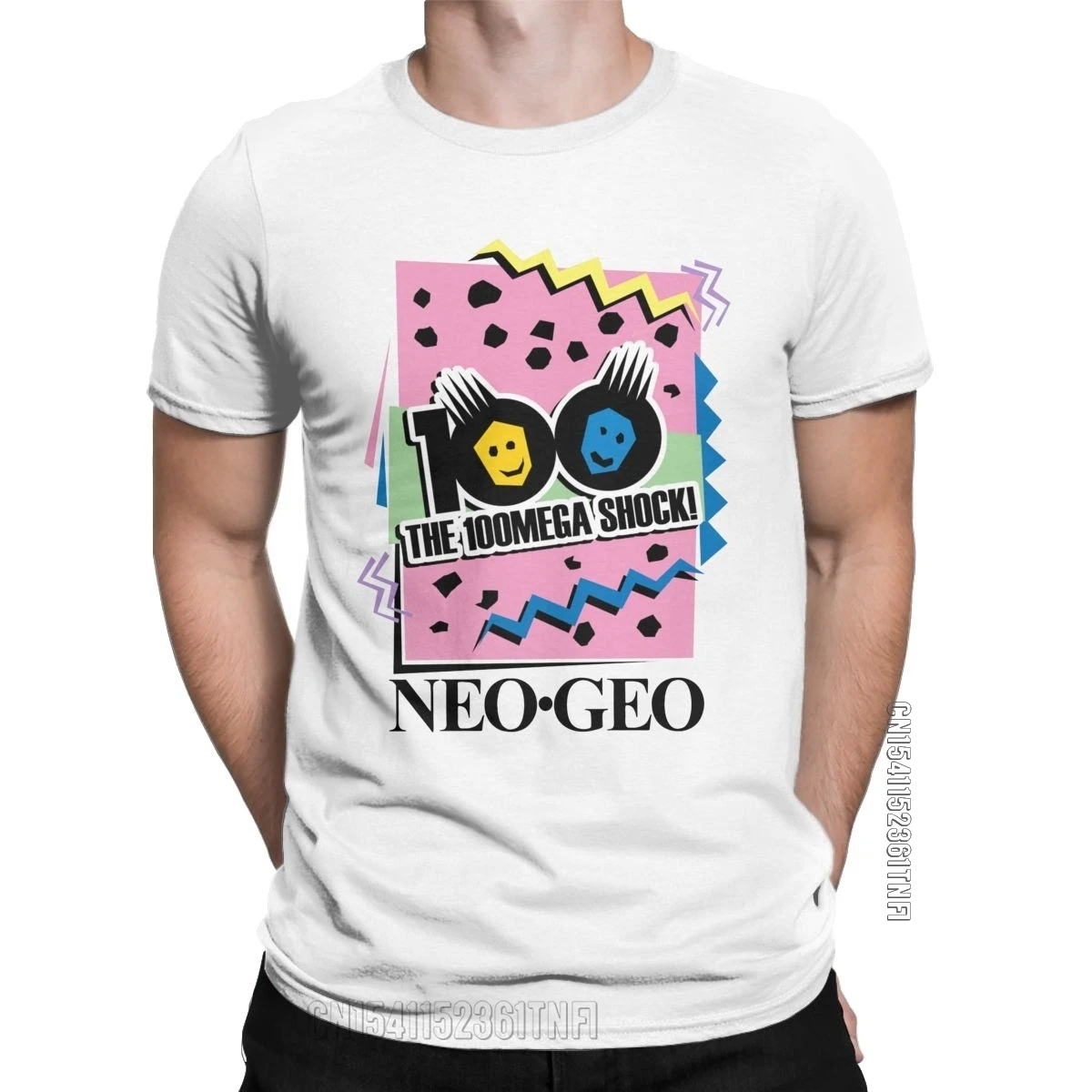 Men's Neo Geo 100Mega Shock T Shirts Pure Cotton Clothes Vintage Classic Crewneck Tee Shirt Graphic Printed T-Shirts