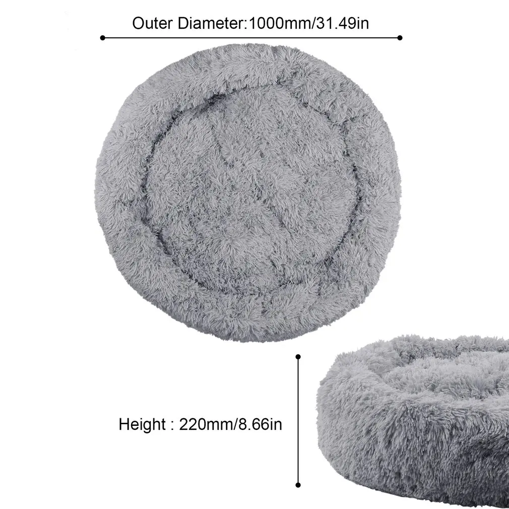 

Round Plush Dog Bed House Dog Mat Winter Warm Sleeping Cats Nest Soft Long Plush Dog Basket Pet Cushion Portable Pets Supplies
