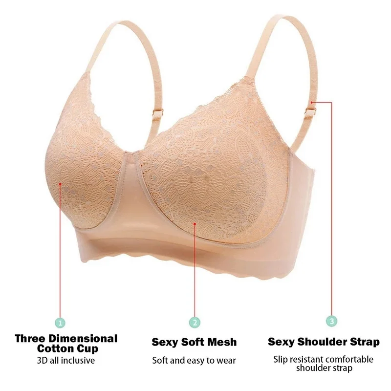

Push Up Bras Sexy Seamless Women Breathing Bra Solid Color Comfortable Gathered Bra Wireless Underwear Anti-sag Lingerie
