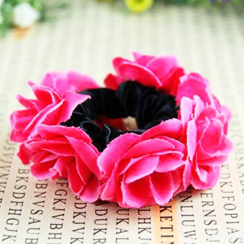 Hot Pink Модные цветочные повязки для волос, гирлянда с цветочным узлом, эластичные резинки для волос, браслет, повязка на голову для женщин и девочек, аксессуары для волос - Цвет: Hot Pink