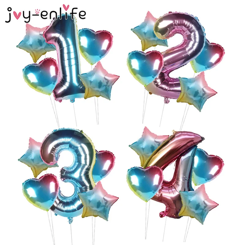 Набор воздушных шаров из фольги с цифрами радужного цвета 5 шт.|Воздушные шары и