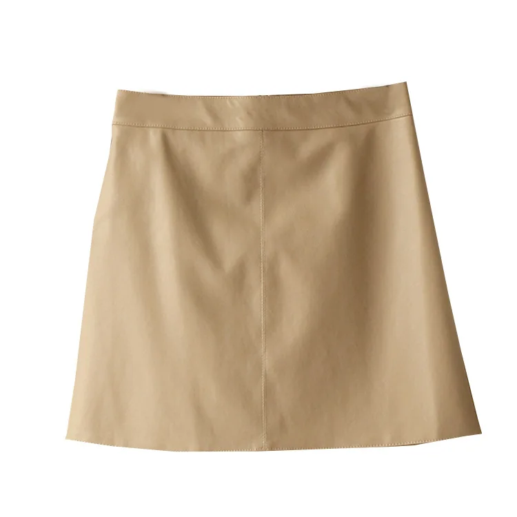 

Faux PU Leather A-line Above Knee Skirts Women