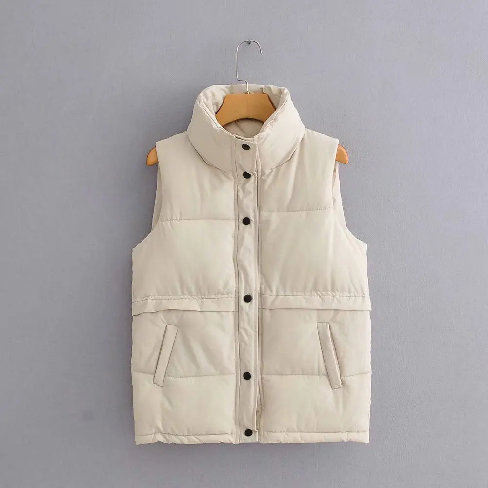 Winter Vest Coat Women 2021 Sleeveless Single Breasted Waistcoat Cotton Padded Jacket Female Thick Warm Down Parkas Veste Femme