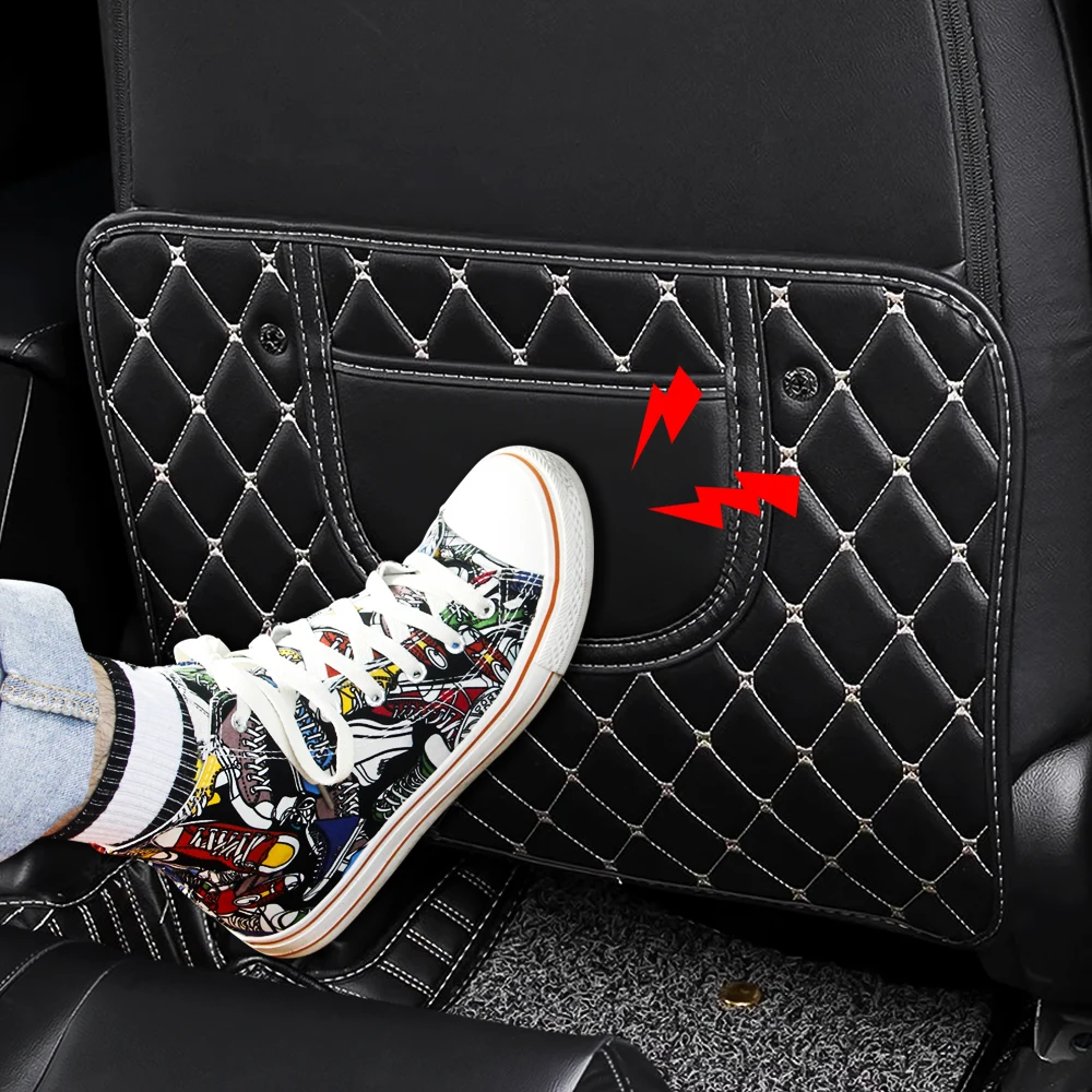 

New Pu Leather Car Anti-kick MatKids Seat Back Protector Storage Pocket Wear Resistant For Nissan Qashqai Juke Leaf Micra Sentra