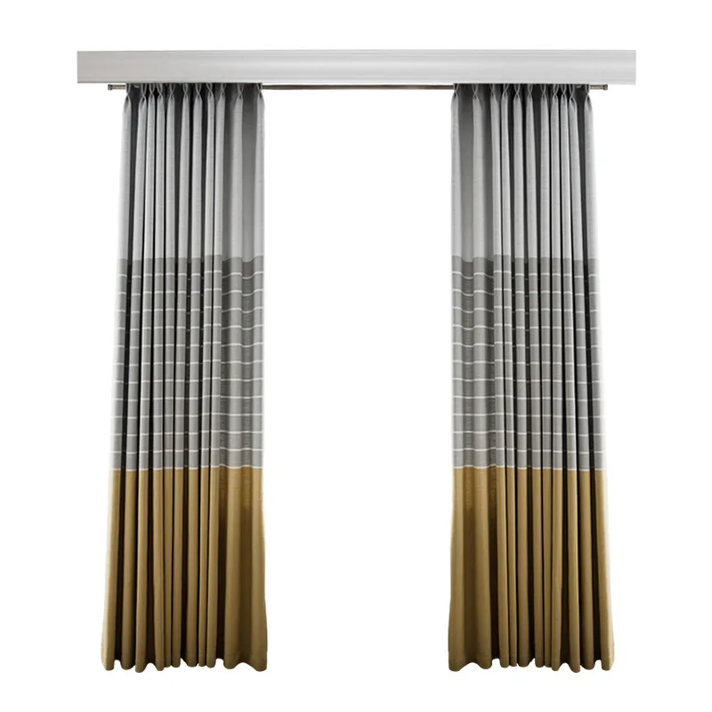 

Northern European-Style Simple Cross Stripe Yarn-Dyed Jacquard Shade Curtain Finished Product Customization
