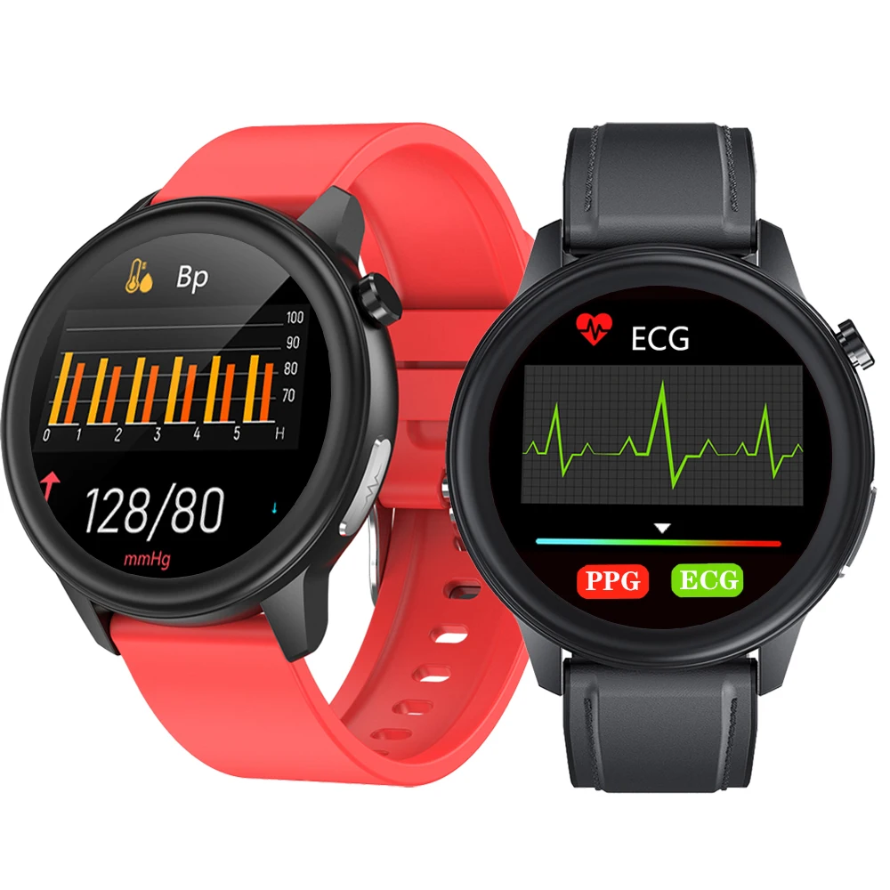 Ecg Reloj inteligente para mujere Hombre relojes inteligentes Android Ios Relojes Ip68 E80 Temperatura corporal Presión arterial Monitoreo de oxígeno Deportes Fitness smartwatch