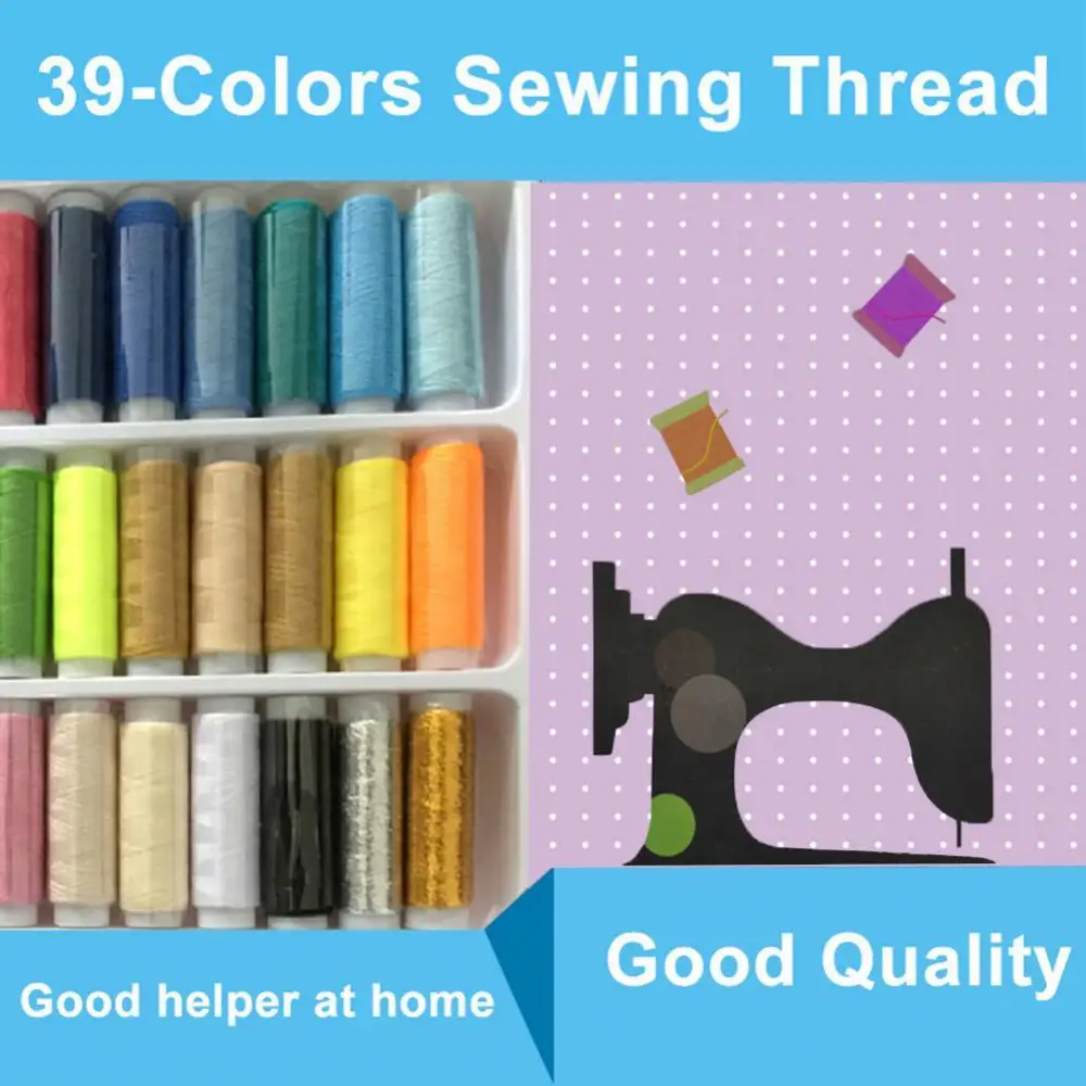 

40% Hot Sales!!! 39Pcs Mixed Color Machine Sewing Thread Spools Embroidery Yarn with Storage Box