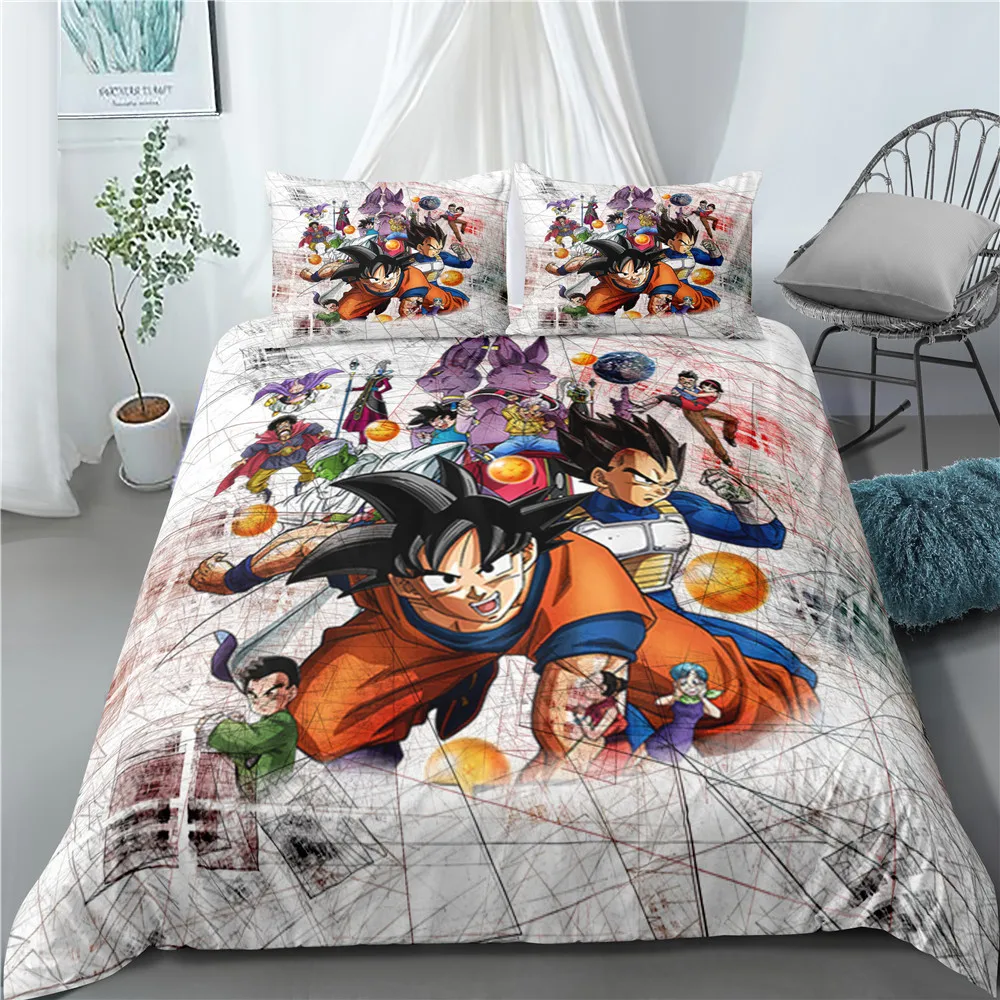 

New Dragon Ball Pattern Home Textile Home Decoration 3D Digital Printing 2/3 Pieces Down Duvet Pillowcase Bedding Set