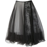 dark gothic high waist lace stitching five layer black and white mesh fluffy skirt plus size lolita
