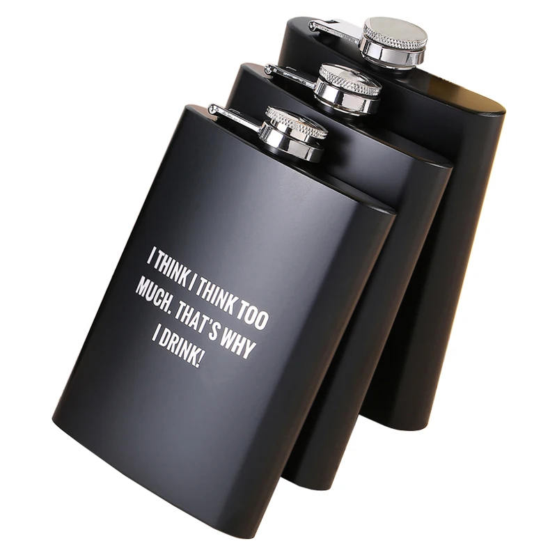 8 унций анимация английский черный матовый металл нержавеющая сталь фляга