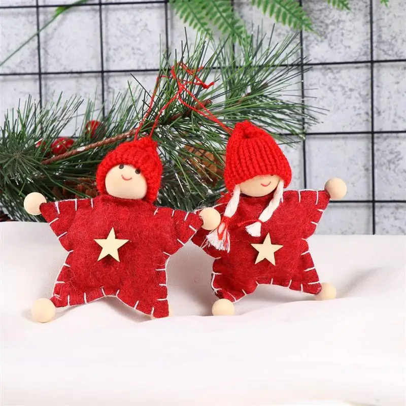 1 пара милых вязаных фетровых кулонов Санта Клауса подвесных рождественских елок