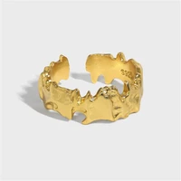 ventfille silver gold color ring for women girl gift european american punk style irregular surface texture bump art design