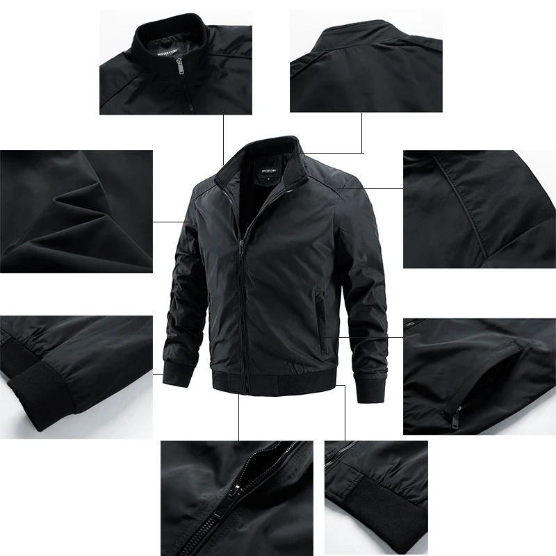 Мужская непродуваемая ветровка с воротником стойкой из 2021 полиэстера|Походные