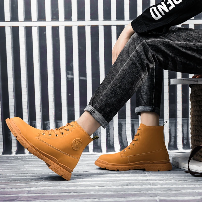 Мужские ботильоны из натуральной кожи повседневная Уличная обувь теплые