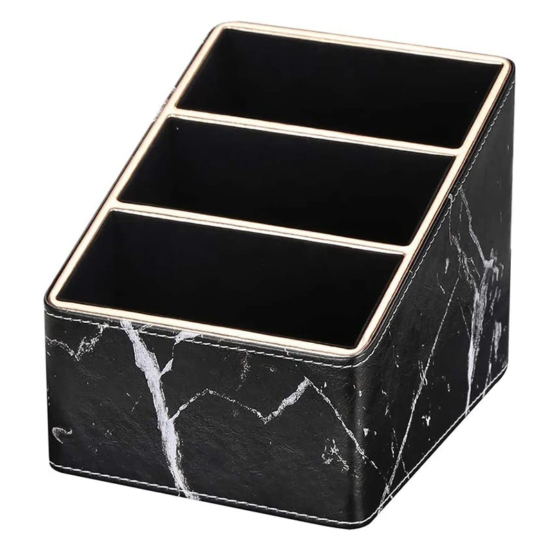 

3 Slot PU Leather Remote Controller Holder Organizer, Home Sundries Storage Box, TV Guide/Mail/CD Organizer/Caddy