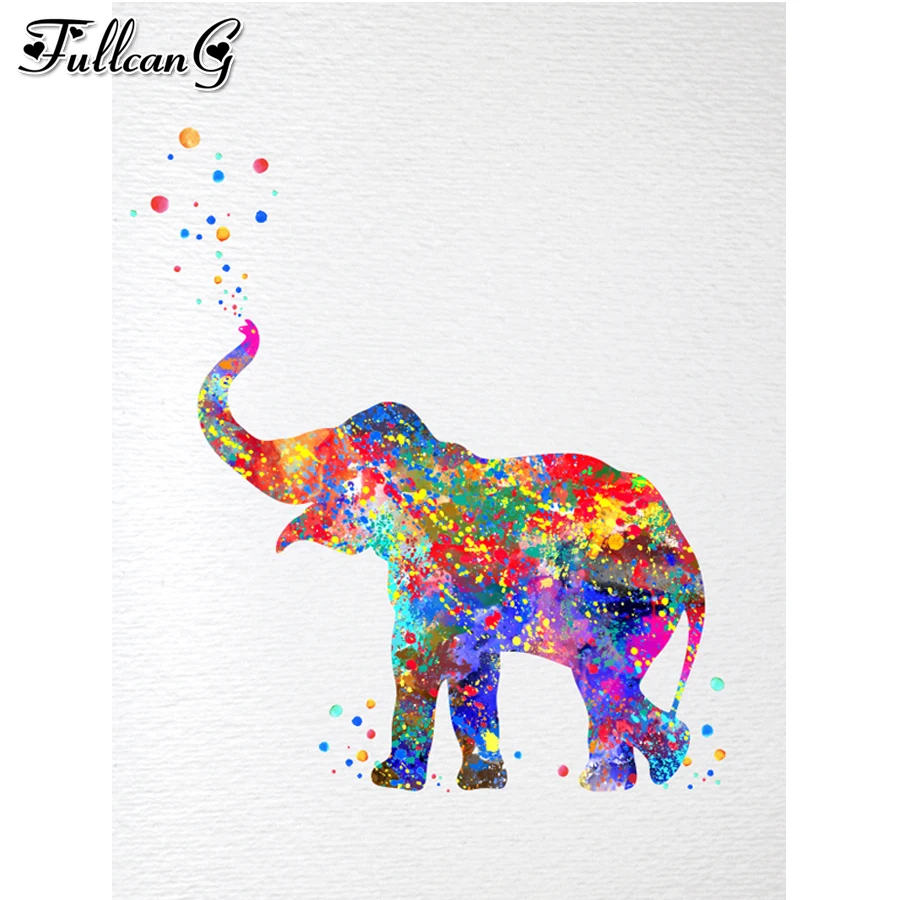 5D DIY алмазная живопись Акварель Слон Полная квадратная Алмазная вышивка мозаика