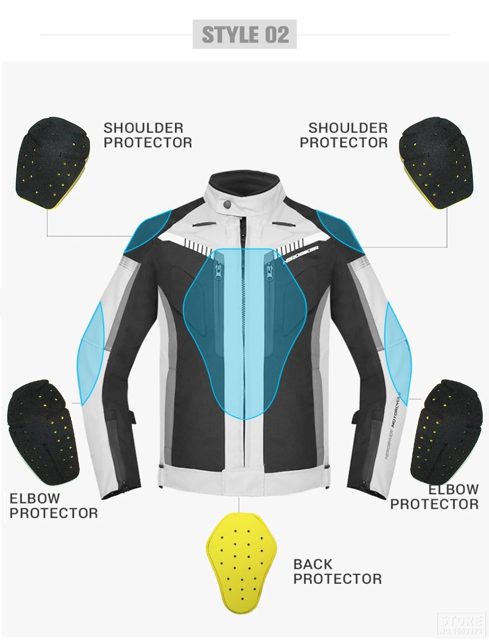 HEROBIKER мотоциклетный протектор EVA гоночная защита для мотокросса плечи локти назад 5 штук Защитное снаряжение для мотокросса