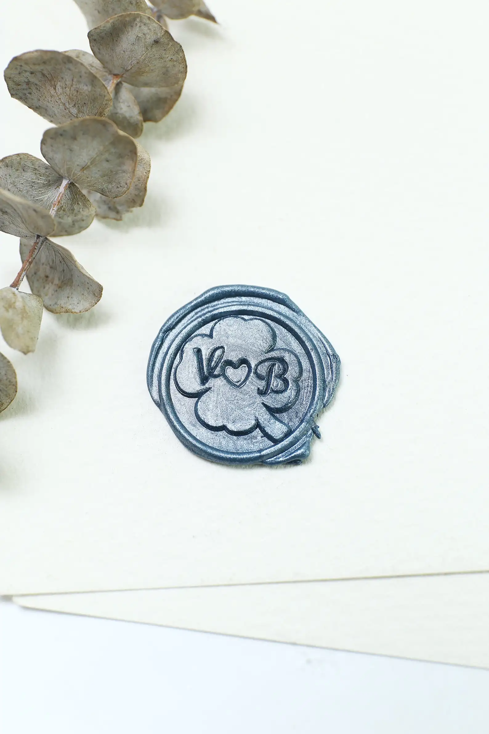 Индивидуальные инициалы с четырехлистным клевером воск печать/Пользовательские