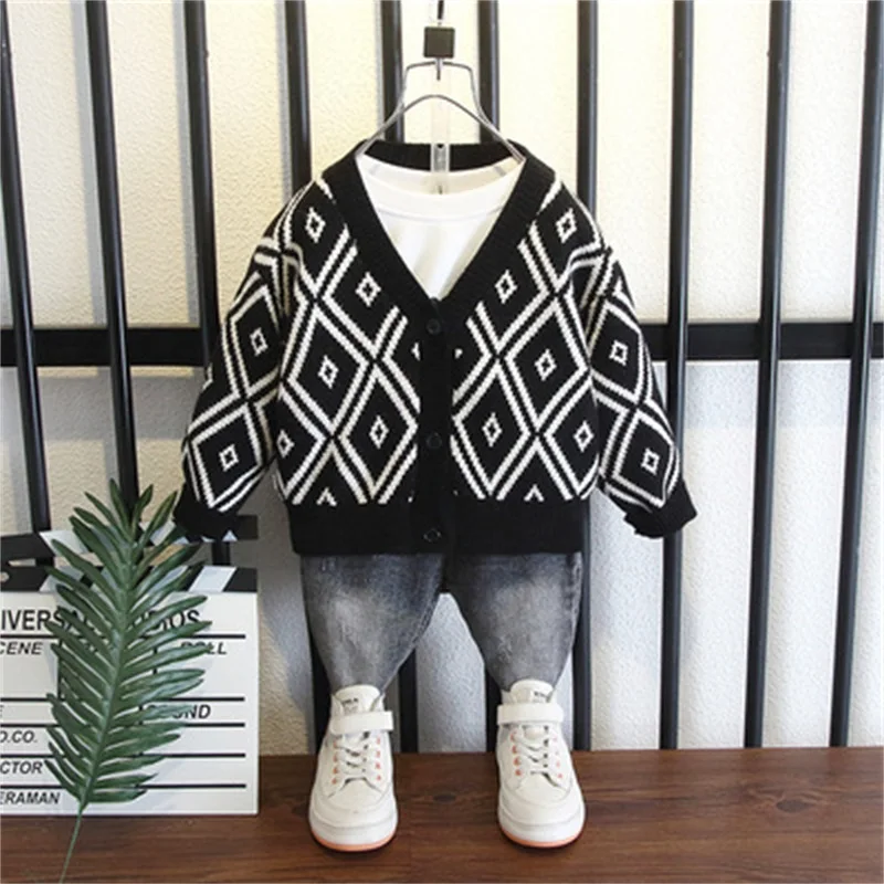 

Boys sweater cardigan 2021 spring and autumn baby fashion sweater kids trend baby boy sweater