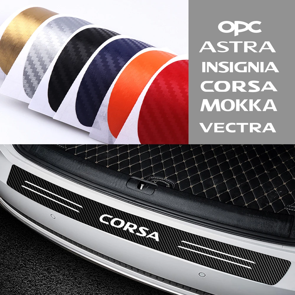 

Car-Styling For OPEL OPC Astra Insignia Corsa Mokka Vectra Car Carbon Fiber Tail Trunk Rear Bumper Load Edge Protector Sticker