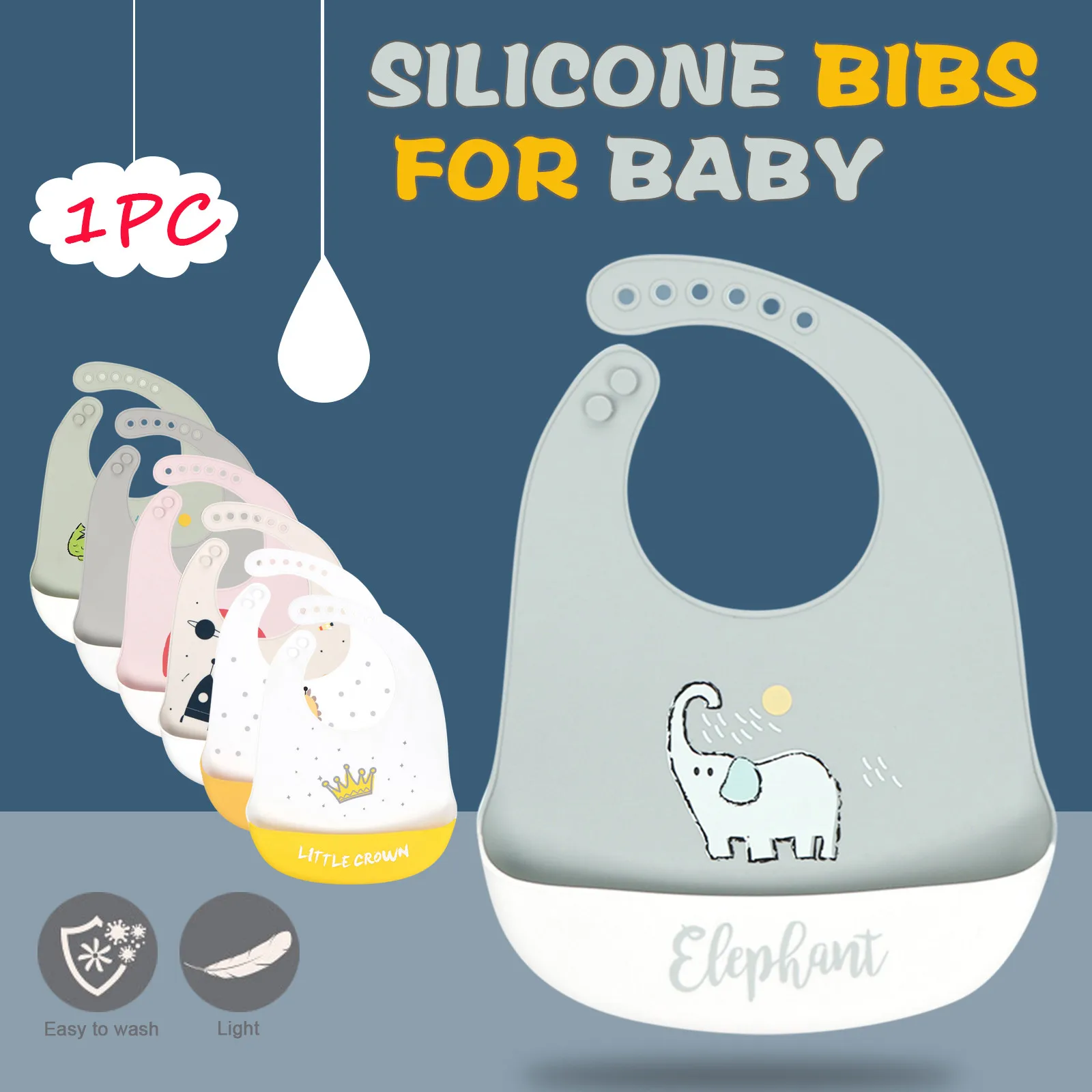 

Silicone Baby Bibs Waterproof Kids Saliva Pad Adjustable Newborn Cartoon Animals Aprons Boy Girl Lunch Feeding Bib Children R5