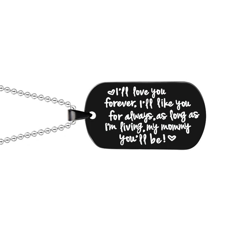 Fashion Stainless Steel Necklace Chain For Mother's Day Gifts Necklaces Pendants Charms Letters I Love You Forever Mommy/Baby