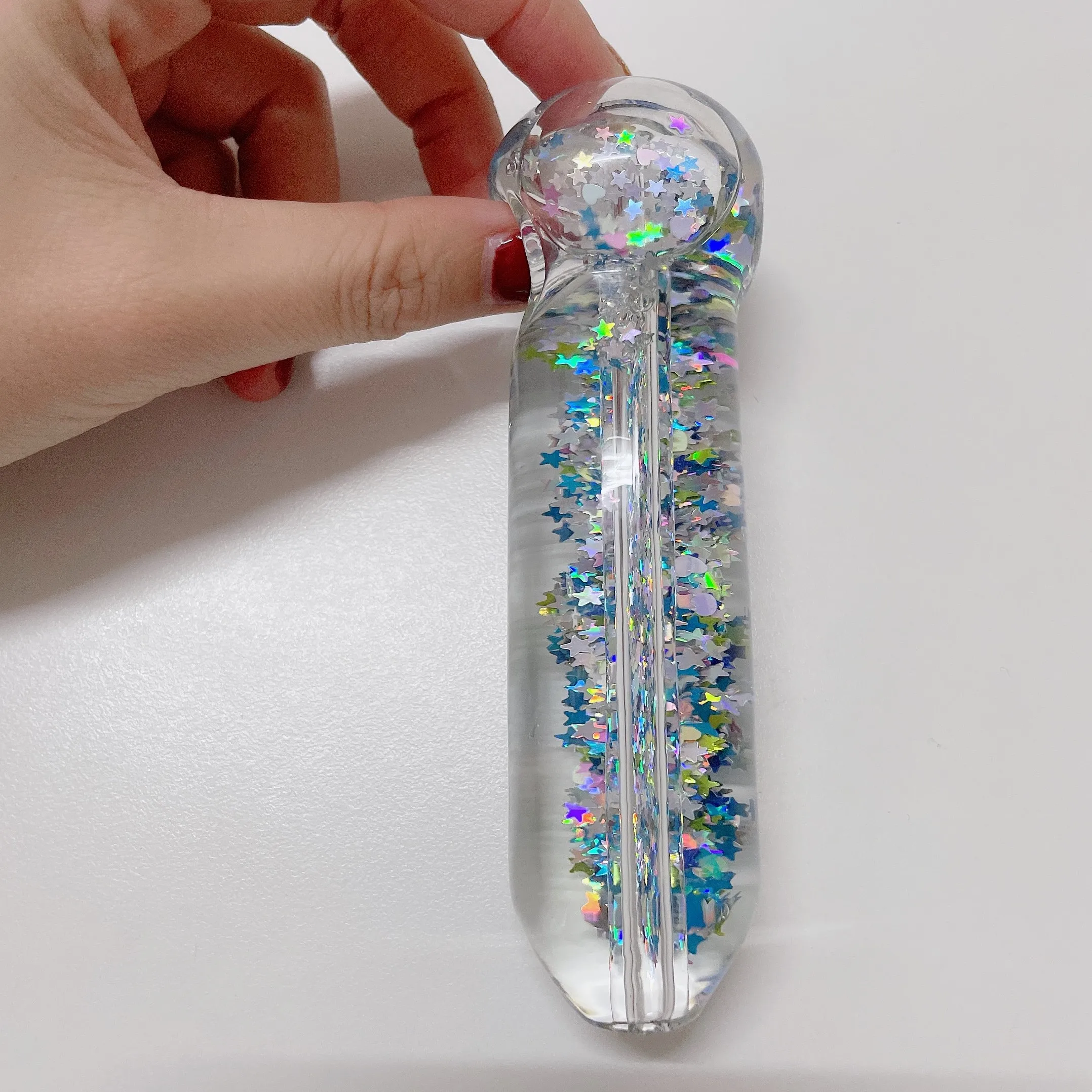 

5" Girly Freeze-A-Bowl Glitter Pipe Handmade Spoon Pipe
