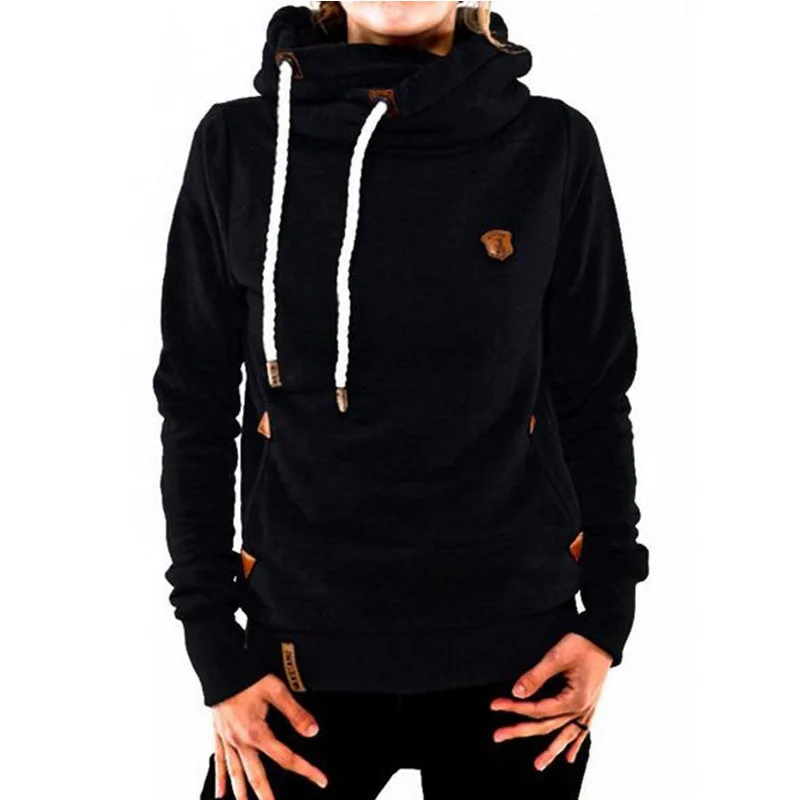 

Осенне-зимние толстовки в стиле Харадзюку, женские свободные пуловеры с капюшоном и воротником-шарфом и карманами, женские хлопковые свитш...