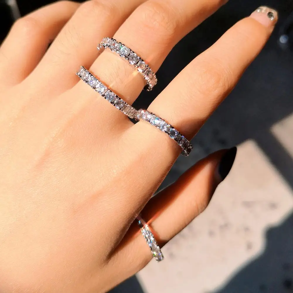 Креативные однорядные эффектные циркониевые кольца Стразы женское Открытое