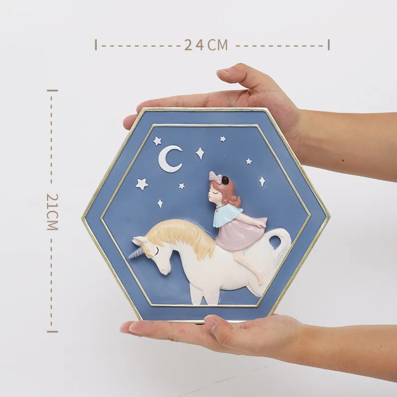 Настенное подвесное украшение в скандинавском стиле для девушки с единорогом
