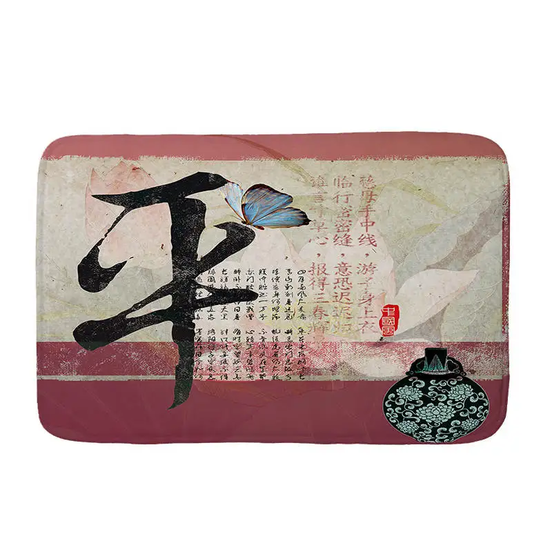 Ink painting Flannel Floor Mat Anti-Slip Tapete Mats Rugs for Kitchen Printed Bathroom Carpet Doormat living room | Дом и сад