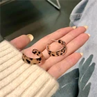 Новые простые Леопардовый цвет, акриловый ацетатные серьги-кольца для женщин, винтажные модные большие круглые Черепаховые украшения, женские подарки 2021