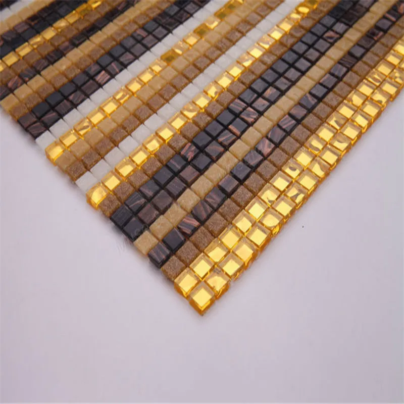 Золотистая черная мозаика пазл с рисунком линий художественная стеклянная для