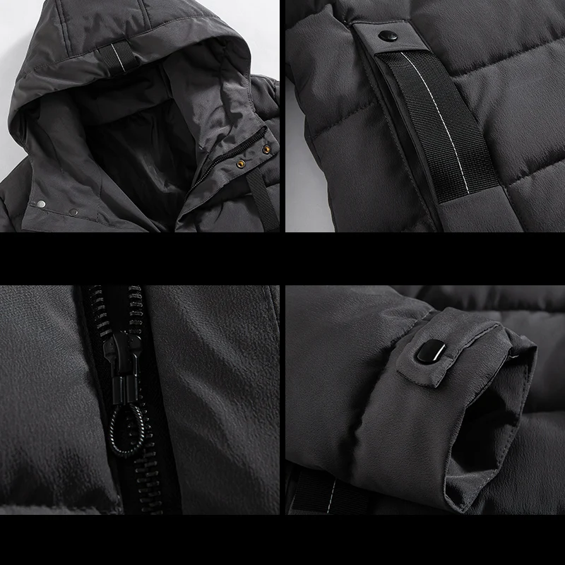 

Men's Winter Cotton Jacket 2020 Windproof Fashion High Quality Warm For Cold Proof Comfortable Black Hooded Men Cotton Jacket