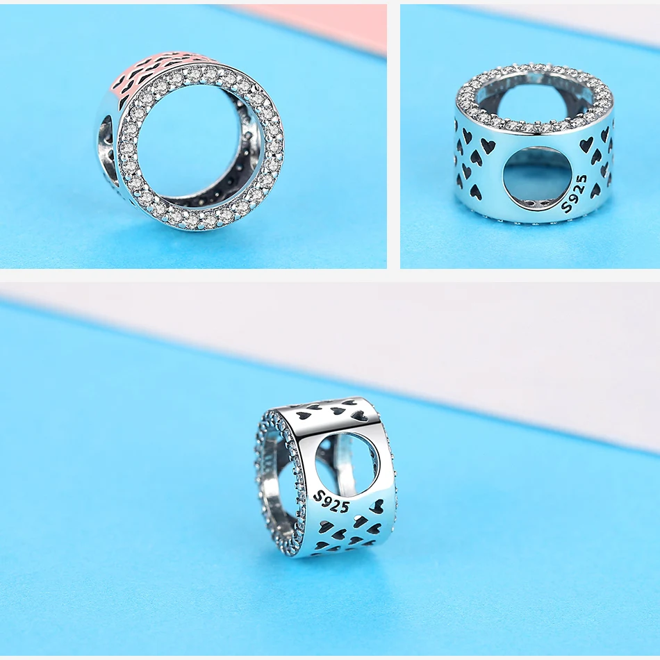 

New 925 Sterling Silver Bead Cubic Zirconia Forever Circle Round Charm Fit Panddora Charms Silver 925 Original Bracelet Jewelry