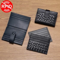 leather card bag men woven ultra thin luxury brand credit card holder women multiple card slots anti theft top baby cow leather
